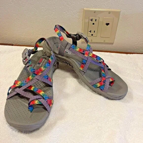 Skechers Women's Reggae Bright Direction Rainbow Sport Sandal Shoe Size 7 - Picture 9 of 10